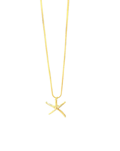 MEDIUM PLAIN STARFISH NECKLACE- Medium starfish on a plain chain, gold