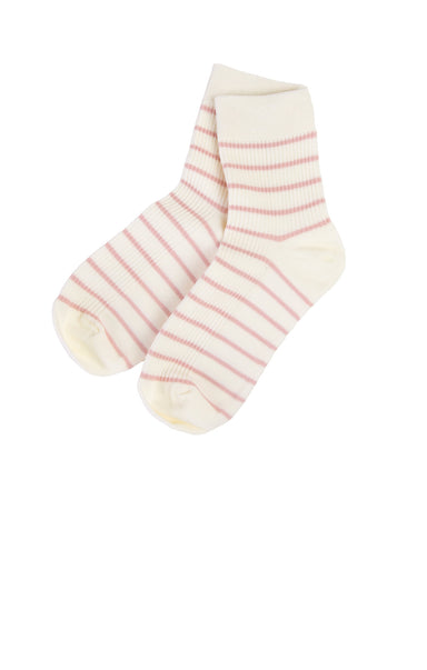 Classic Stripe Ankle Socks Baby Pink - shopatgrace.com