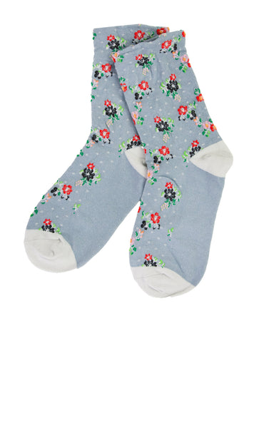 Pop Floral Socks Soft Blue - shopatgrace.com