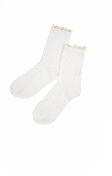 Solid Ruffle Socks White - shopatgrace.com