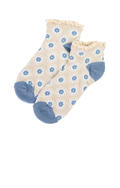 Tile Ankle Socks Taupe - shopatgrace.com