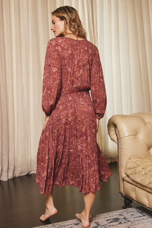 Paisley Smocked Waist Tiered Dress -  ShopatGrace.com