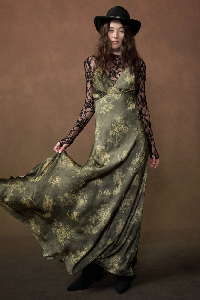 Trinity Floral Satin Maxi Dress