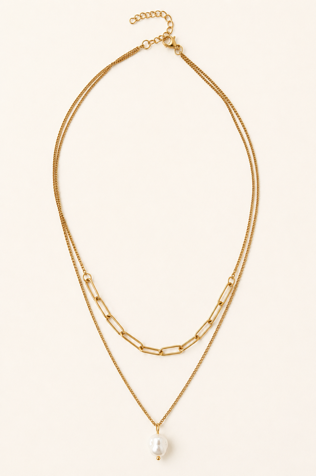 Elara Gold Layered Pearl Necklace