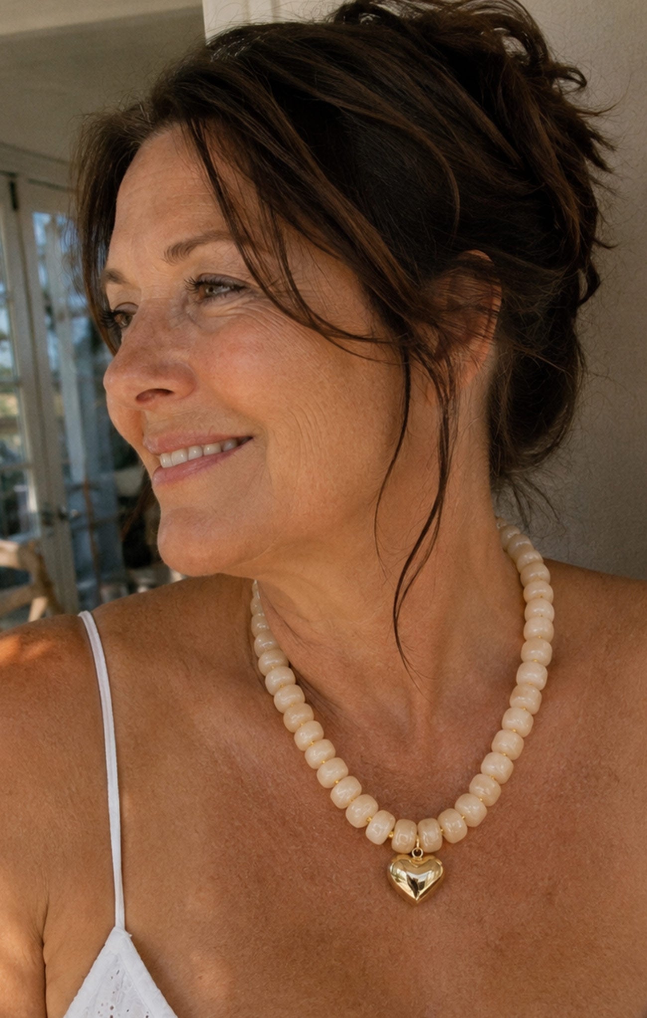 Ivory Cream Heart Necklace