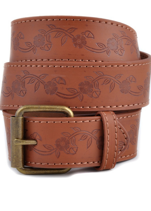 Embossing Leather Belt With Filigree Pattern -  ShopatGrace.com