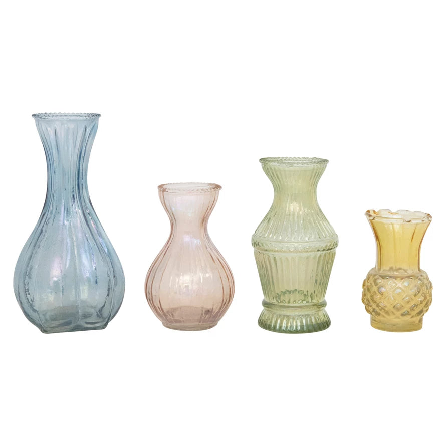 Debossed Glass Vases - Pastels