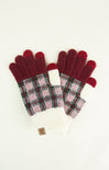 Pair of gloves with plaid pattern on a white background
