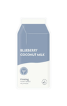 Blueberry coconut milk firming plant-based milk mask packaging on a white background