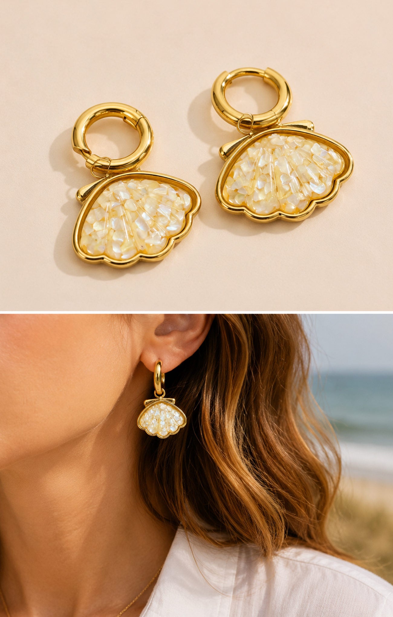 Celeste Scallop Shell Hoop Earrings