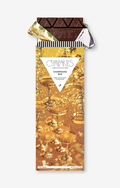 Chocolate bar with champagne design packaging on a white background
