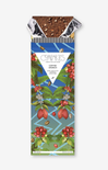 Coffee Crunch packaging with coffee beans and cacao beans on a white background