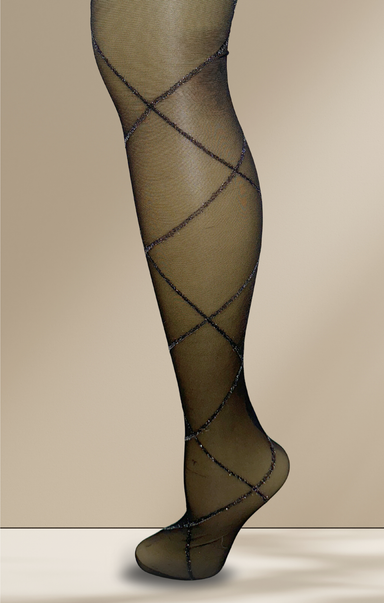 Black fishnet stockings on a beige background