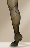 Black fishnet stockings on a beige background