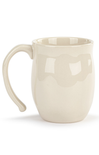 Beige ceramic mug on a white background