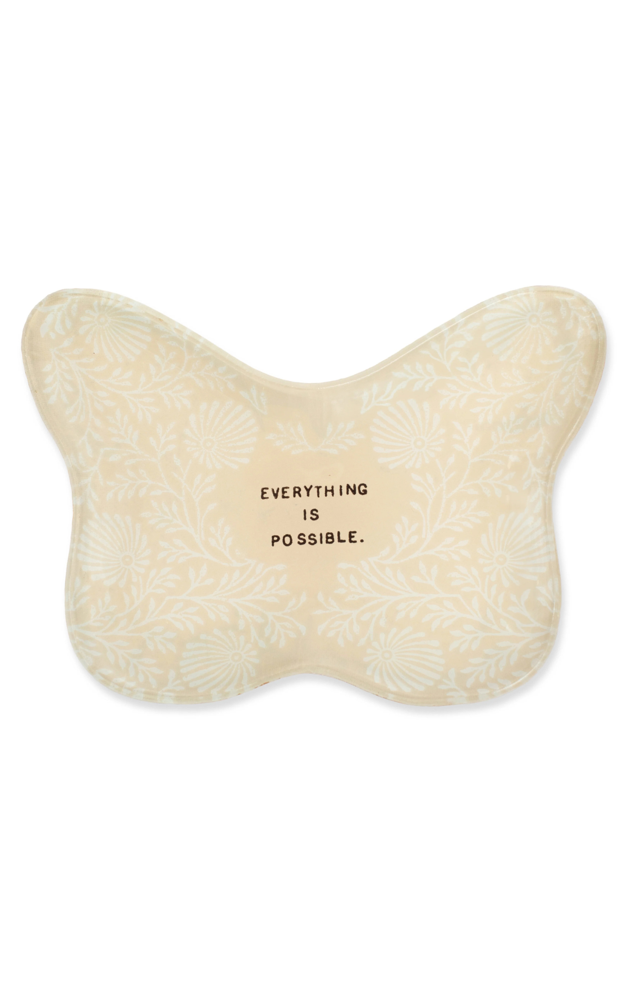 butterfly plate that says everything is possible on white background