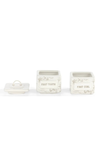 Three decorative boxes labeled 'First Tooth', 'First Curl', and a smaller one on a white background