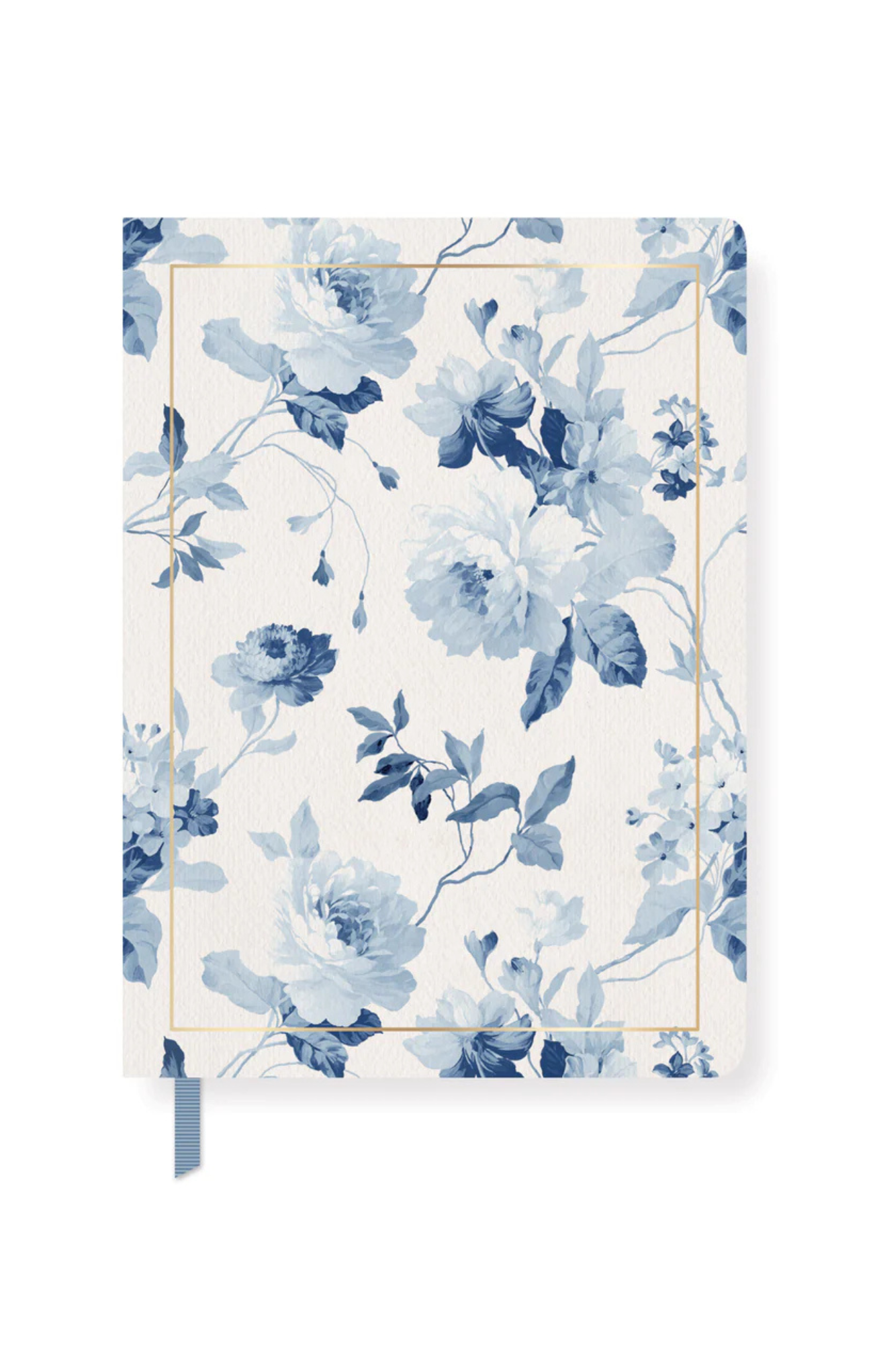 Floral notebook with blue flowers on a white background