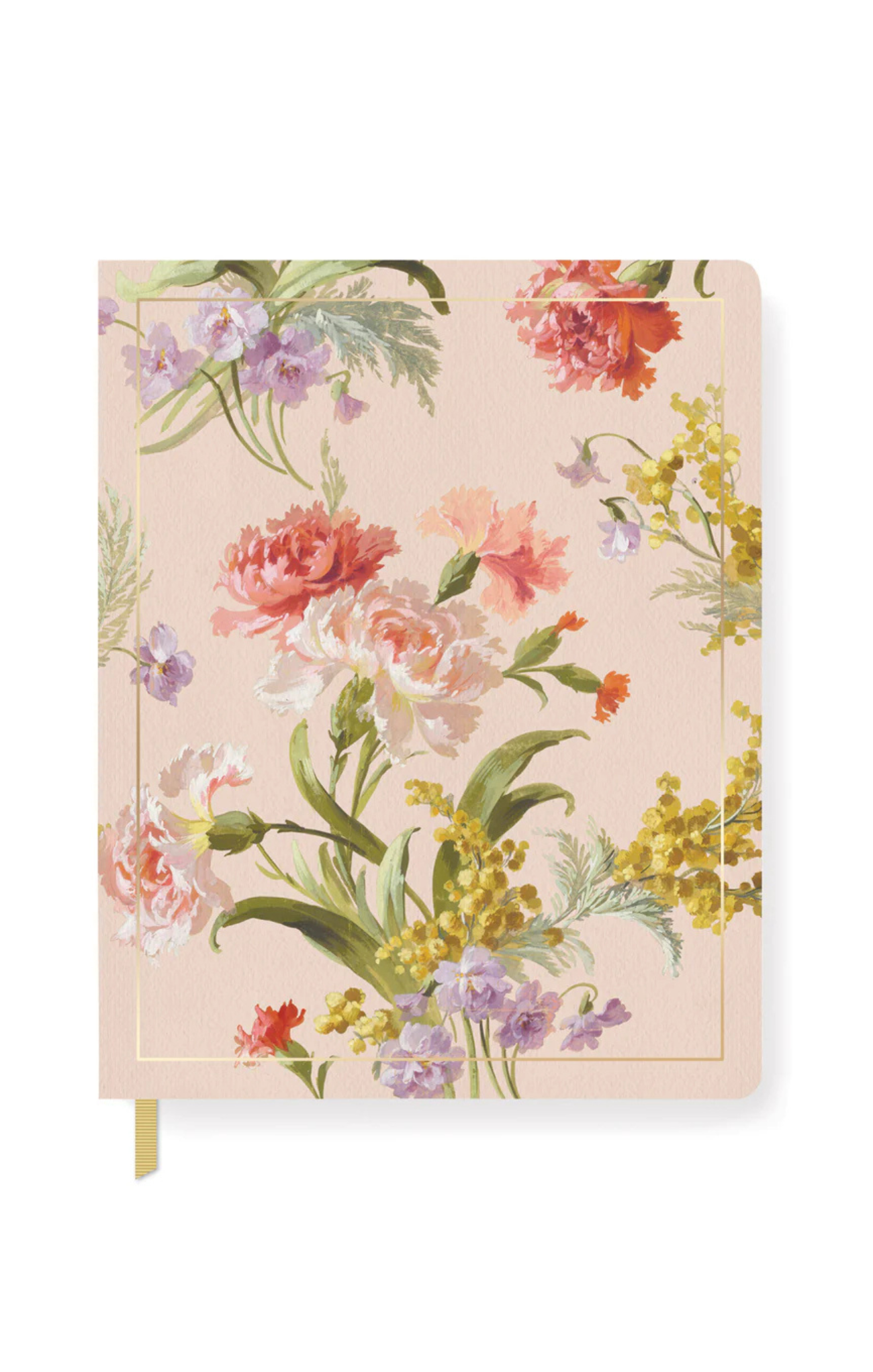 Floral notebook with a pink background