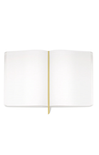 White cylindrical lampshade with a gold accent on a white background