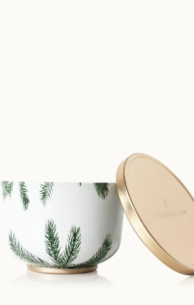 fraiser fir candle on tap with white background