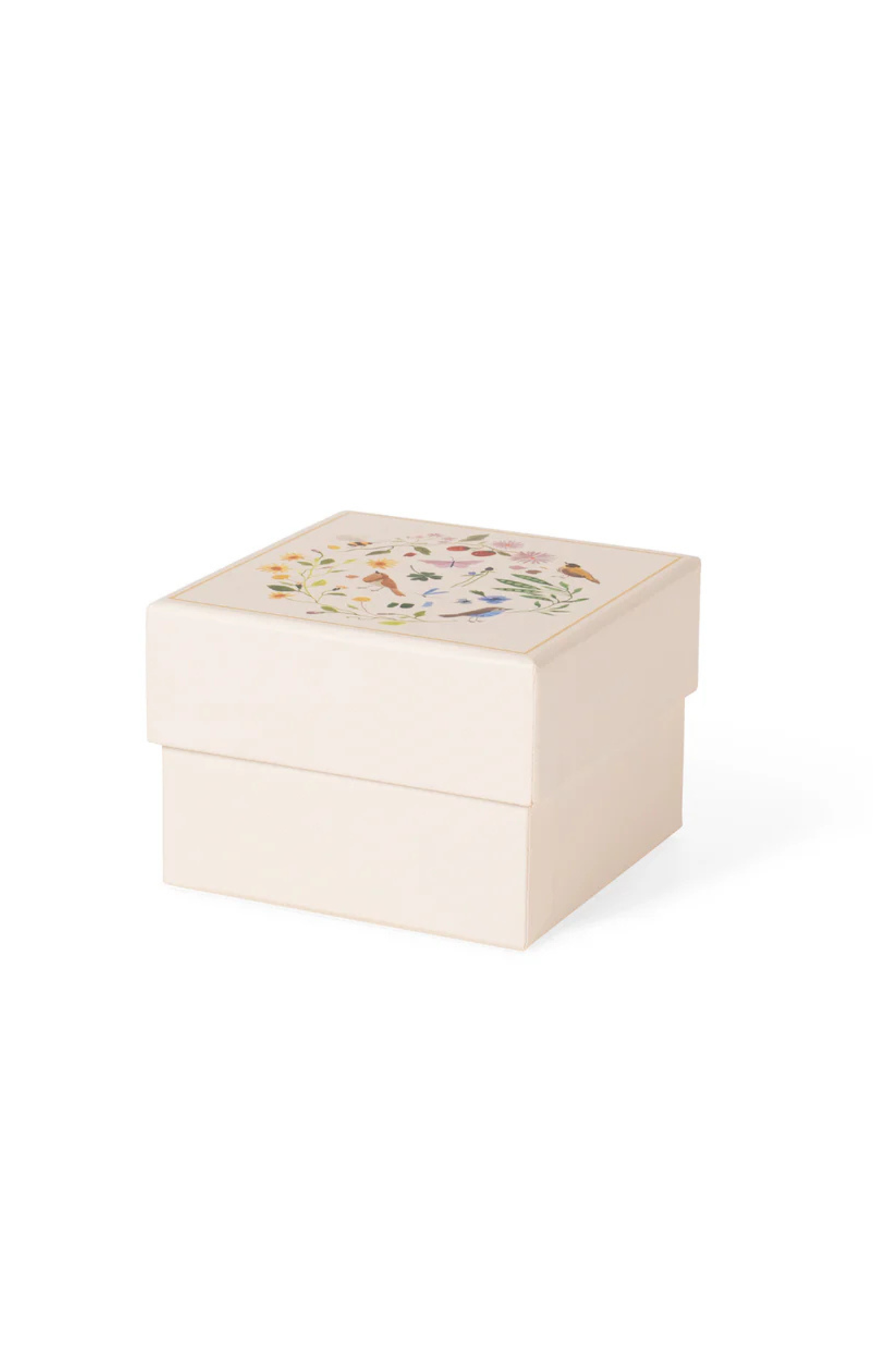 Small decorative box with floral design on a white background