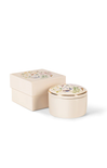 Two decorative boxes with floral patterns on a white background