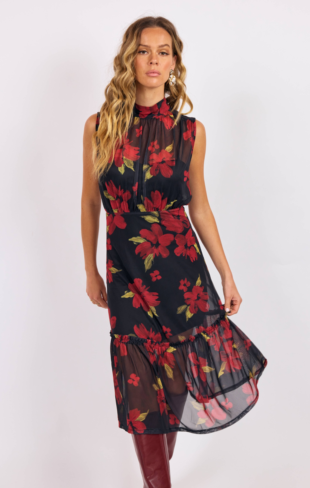 Gypset Glamour High Neck Midi Dress