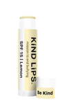 Lip balm stick with 'Kind Lips' branding on a white background