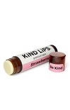 Kind Lips strawberry premium balm with a visible 'Be Kind' message on a white background