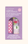 Studio Oh! lip balm and hand lotion set packaging on a white background