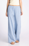 Light blue wide-leg pants worn by a person on a white background