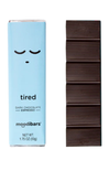 Moodibars 'tired' dark chocolate espresso bar packaging on a white background
