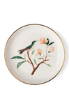 Decorative plate with a bird and floral design on a white background