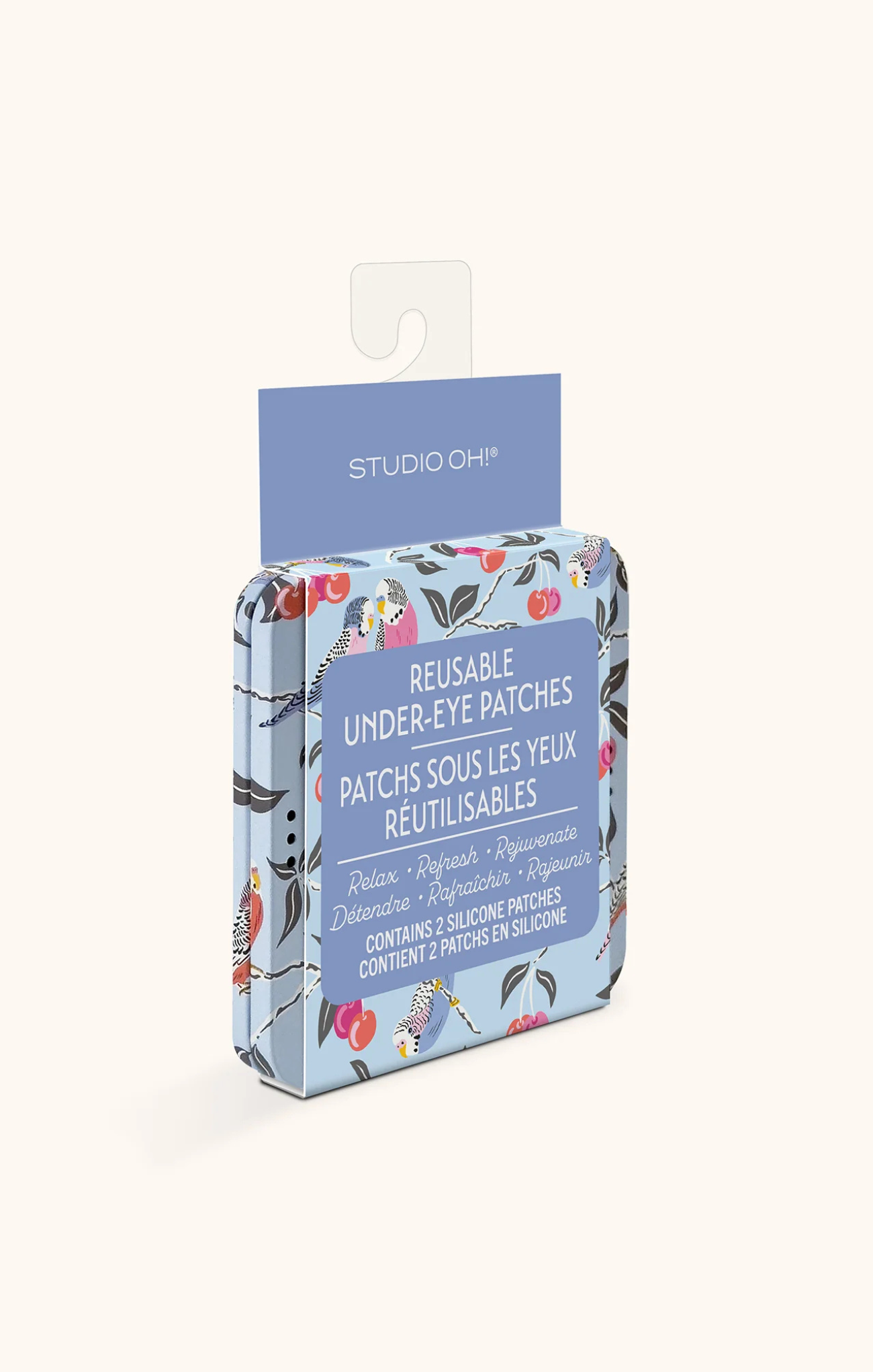 Pack of reusable under-eye patches with floral design on a white background