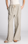 Light gray checkered pants with a drawstring on a white background