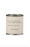 Candle with a quote by Robin Williams on a white background