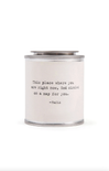 Candle with a quote by Hafiz on a white background