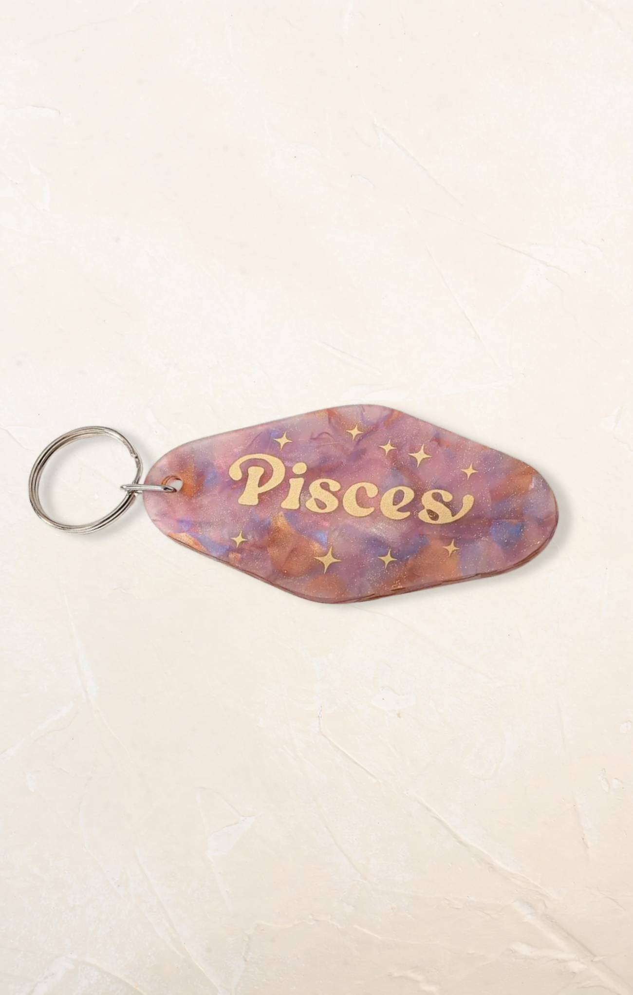 Keychain with 'Pisces' text on a pastel gradient background