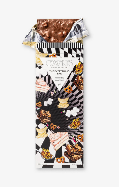 Candy bar package with colorful design on a white background