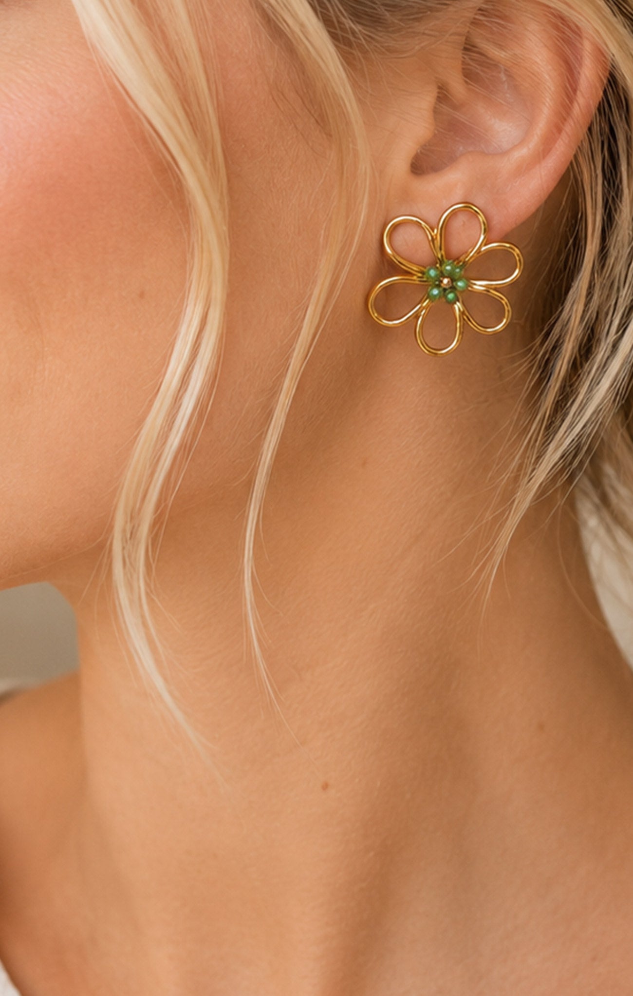 Wire Flower Beaded Studs