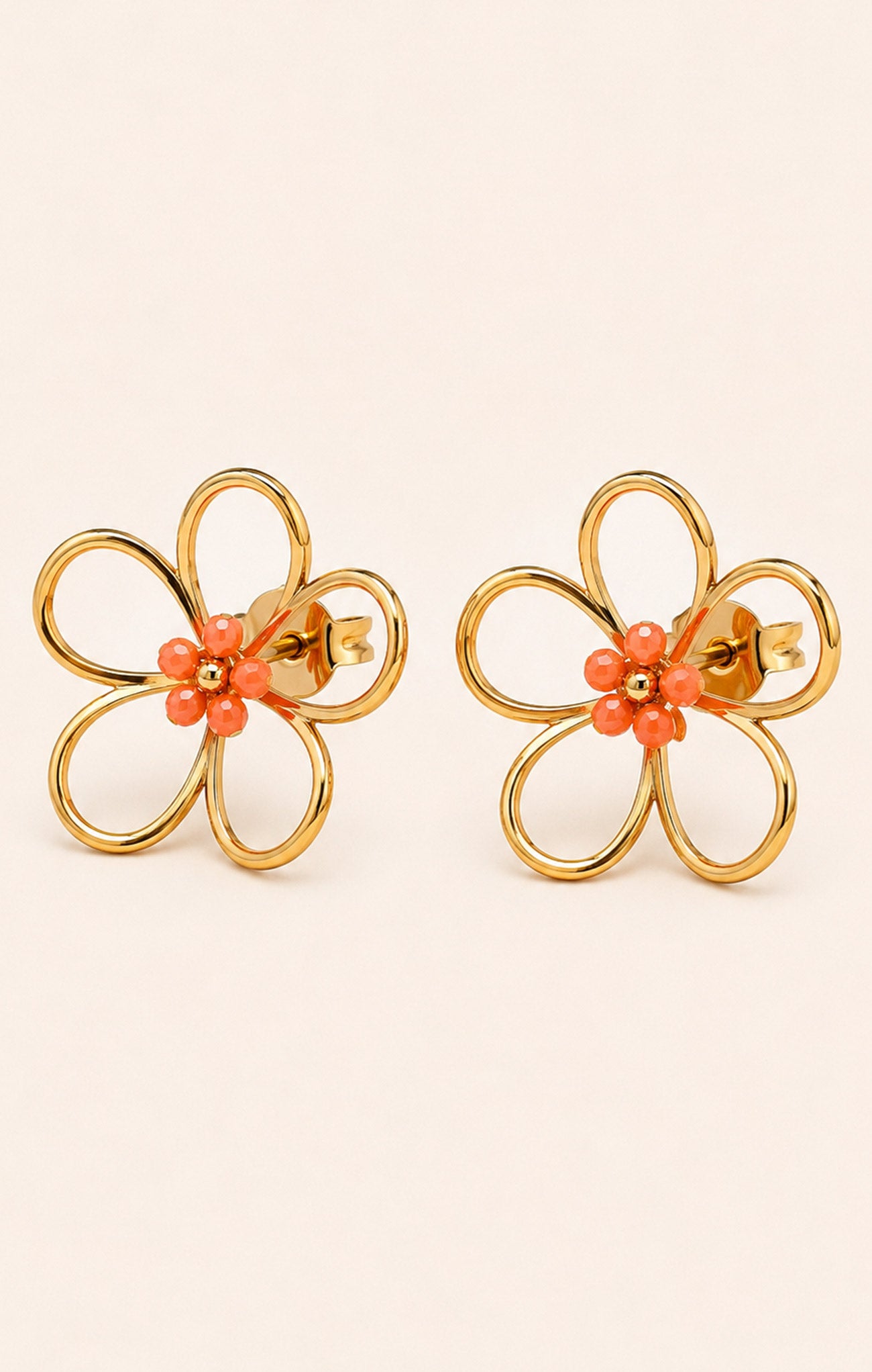Wire Flower Beaded Studs