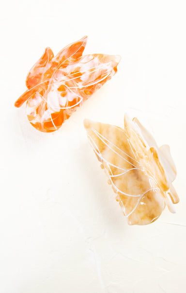 Two shrimp on a white background