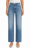 Light blue jeans worn by a person on a white background