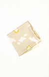 Beige pouch with floral patterns on a white background