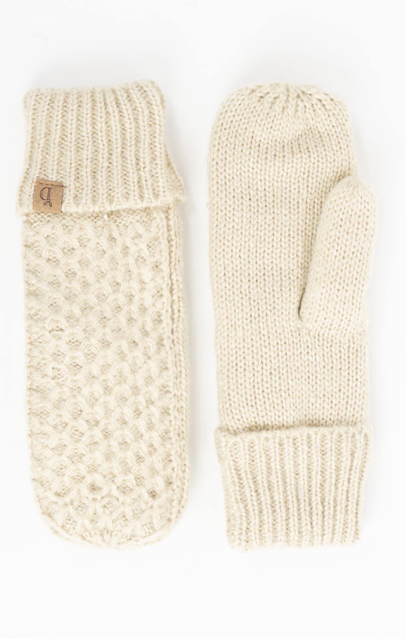 CABLE KNIT MITTENS W/ SHERPA LINING-black,taupe,beige,grey,mittens,knitted