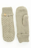 CABLE KNIT MITTENS W/ SHERPA LINING-black,taupe,beige,grey,mittens,knitted