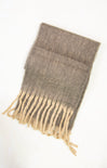 Gray scarf with beige fringe on a white background