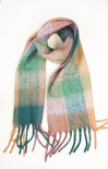 Plaid scarf with colorful pattern on a white background