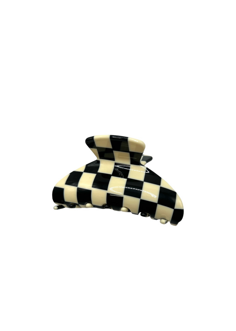 Checkered Claw Clip - BLACK/WHITE ShopatGrace.com